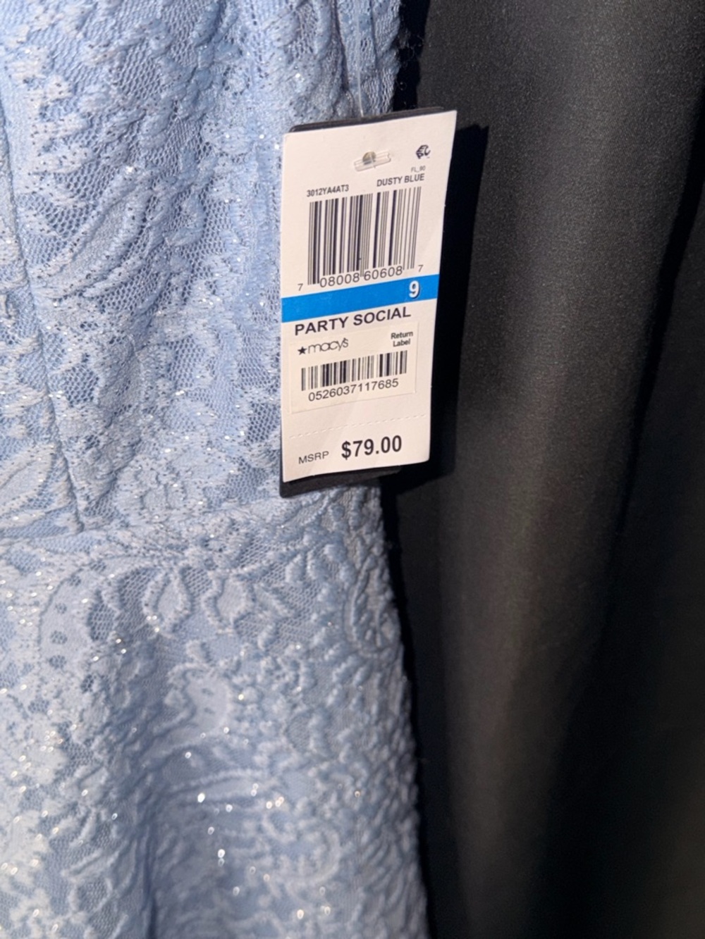 City Studio Dusty Blue Lace V-Neck Dress Size 9 Juniors —#124 - Picture 7 of 12